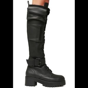 Dolls Kill Current Mood Obsidian Combat Boots